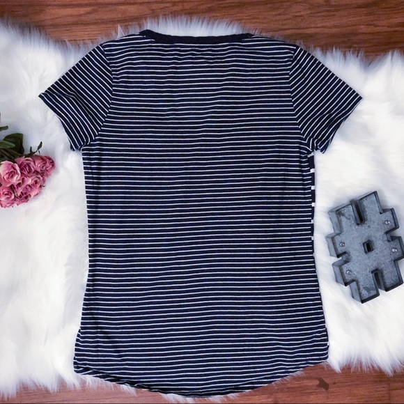 GAP Mixed Striped Short Sleeve V-neck Tee - Picture 2 of 7